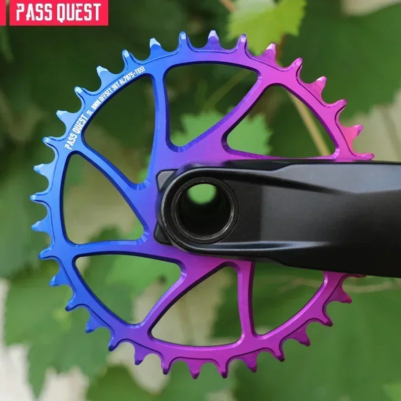PASS QUEST 0mm Offset MTB Narrow Wide Chainring 0mm offset Round Gradient , Direct Mount Crank, Gravel Bike, XX, GX, AXS, 12 Spe