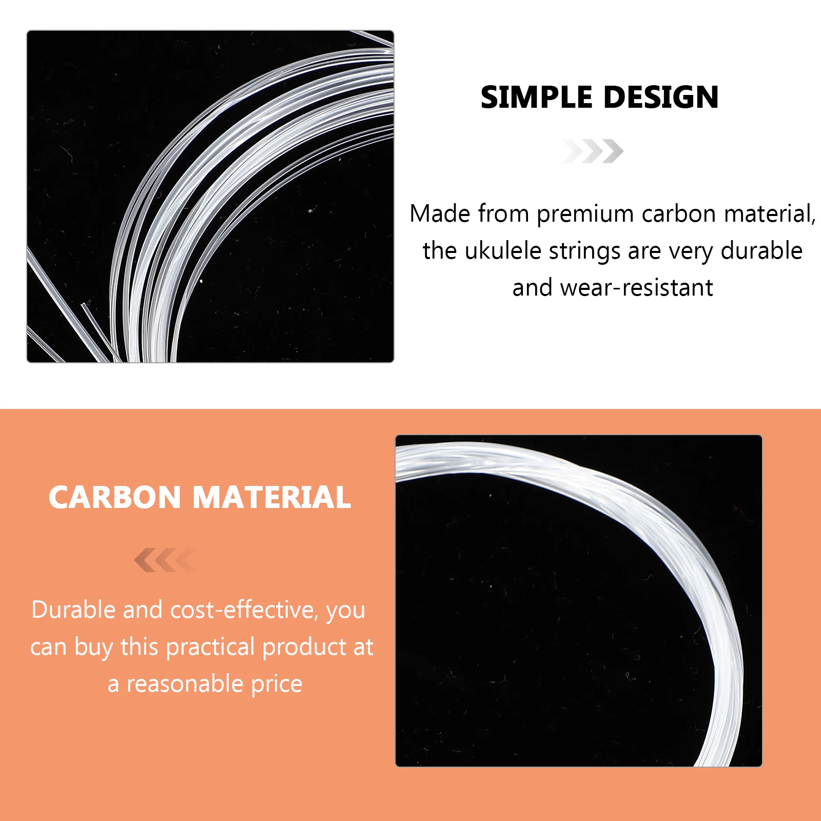 

4Pcs Professional Carbon Ukulele Strings Clear Tone Musical Accessories