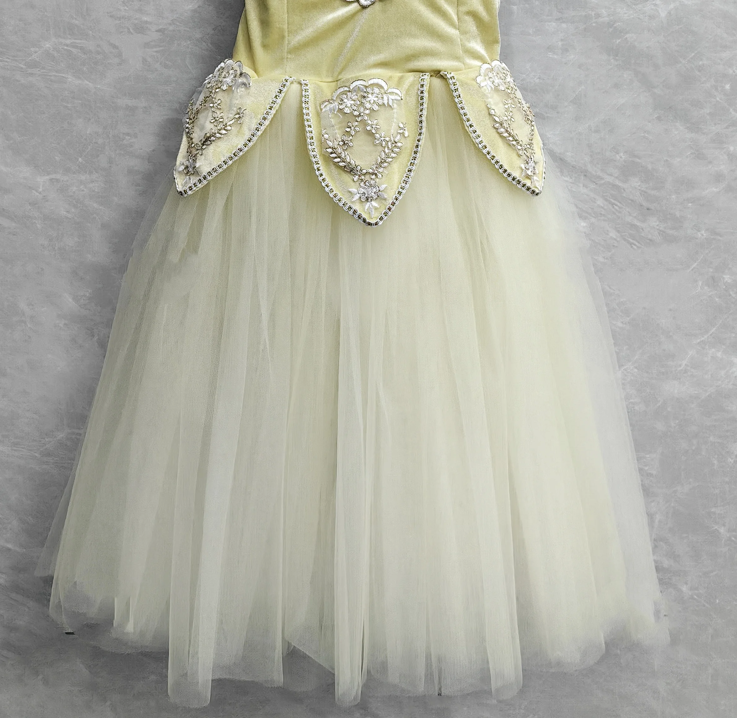 Professional Long Ballet Dress Girls Tutu Swan Dance Performance Costumes Adult Children Yellow Velet Top Ballerina Dress