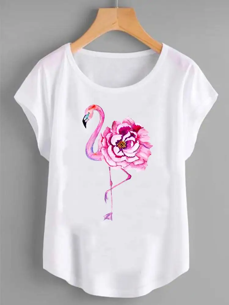 Fashion Shirt Female Flower 90s Cute Trend Graphic T Top Women Print Summer T-shirts Clothing Short Sleeve Cartoon Tee T-Shirt