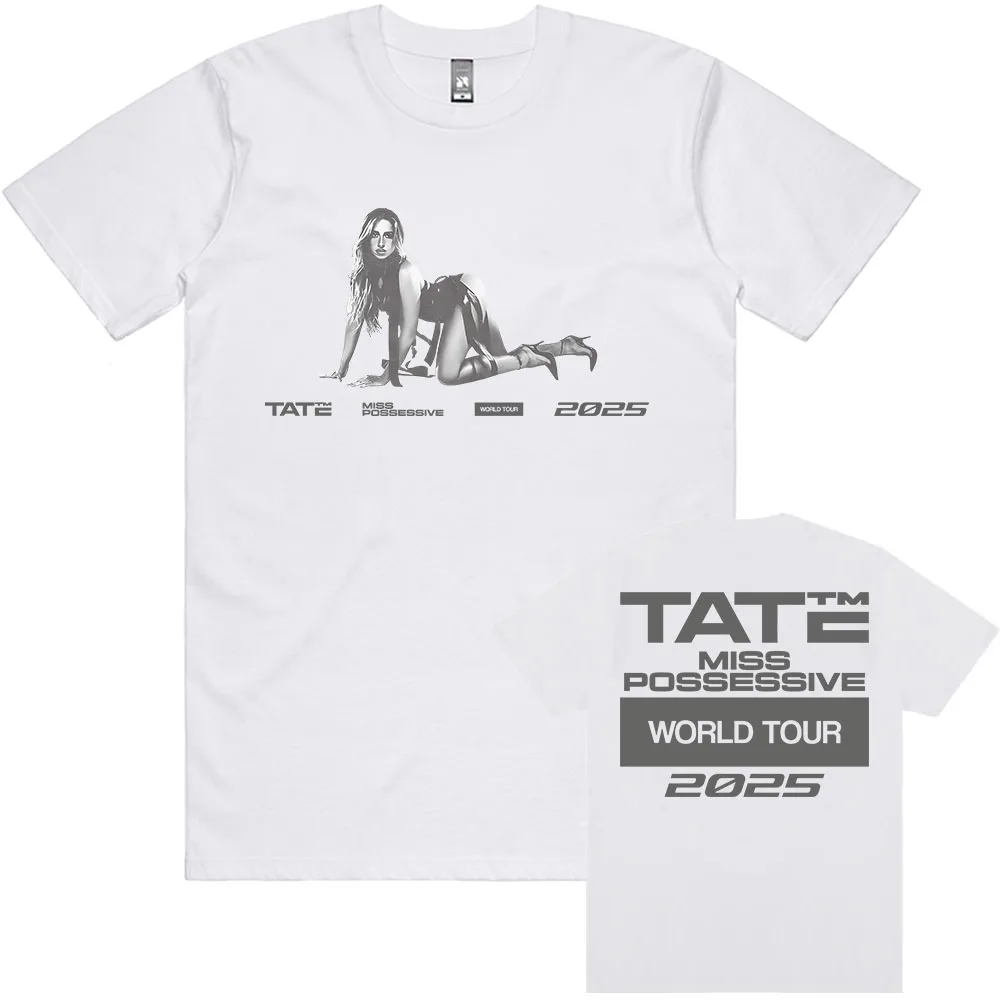 Miss Possessive 2025 World Tour Tee Tate McRae Graphic Printing T-shirt Cotton Short Sleeve Unisex Streetwear Tshirt Men T Shirt