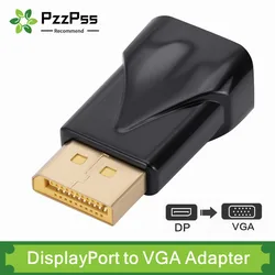 PzzPss DisplayPort To VGA Adapter 1080P Display Port DP Male to VGA Female Converter For PC Projector DVD TV Laptop Monitor