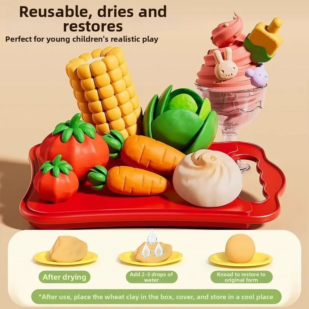 Conjunto de cozinha de simulação de tema de comida chinesa, 12/24/36 peças, conjunto de ferramentas de plasticina de comida simulada, molde de argila colorida educacional