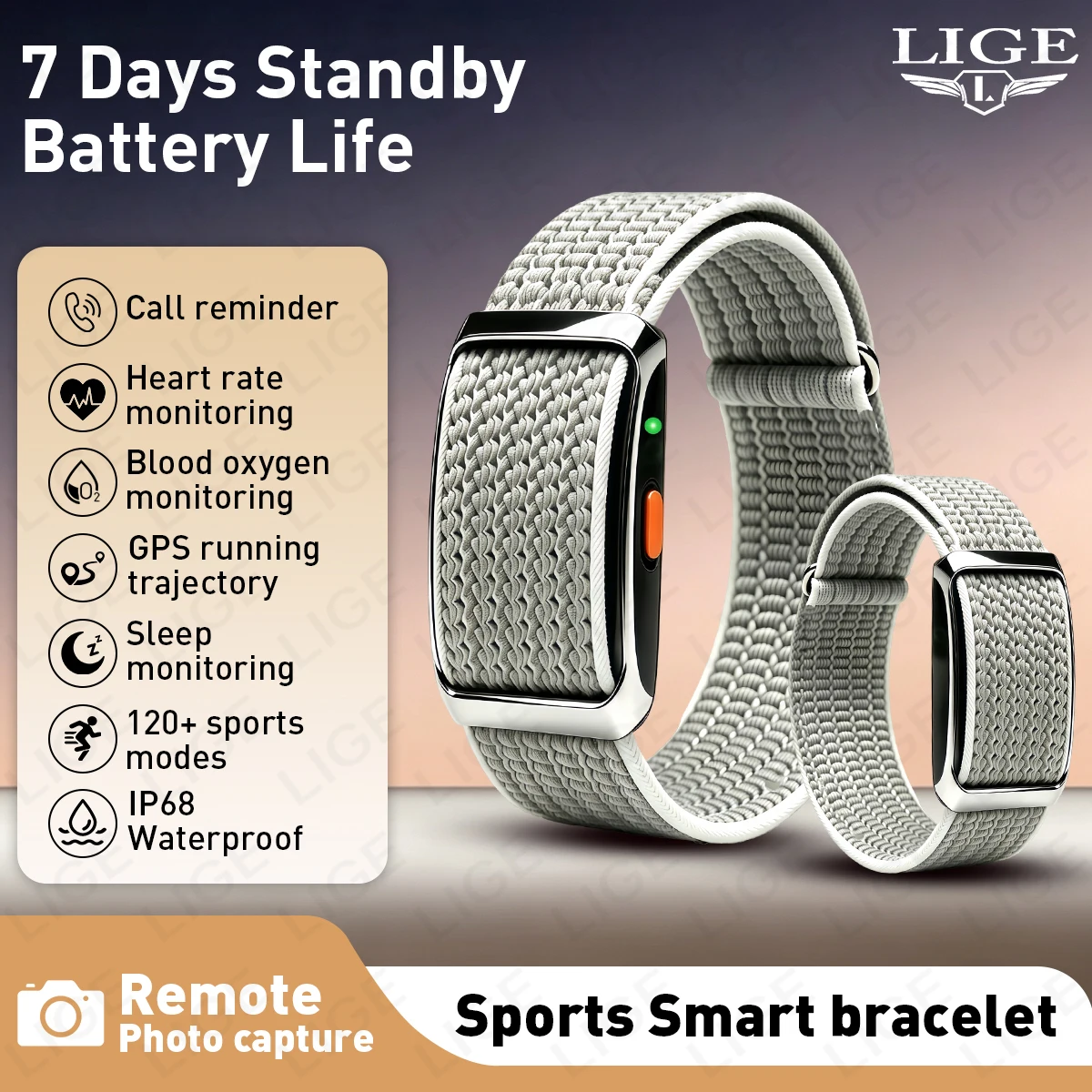 Pulseira inteligente de fitness, à prova d'água (IP68), com monitor de frequência cardíaca, oxigênio no sangue e sono, pulseira inteligente para espor