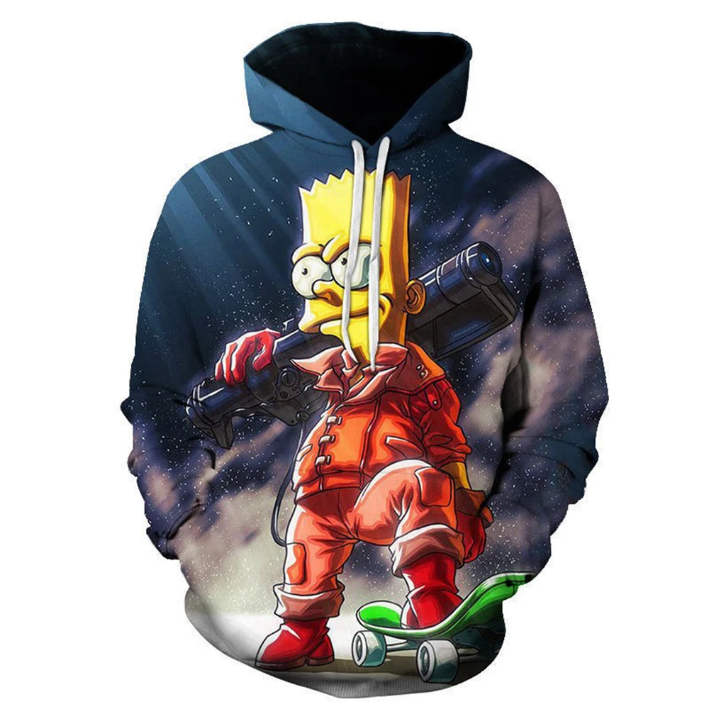 MINISO Simpsons Hoodies Cartoon Anime Simpson 3D Print Men Women Fashion Oversized Sweatshirt Hoodie Kids Pullover Tops Clothing