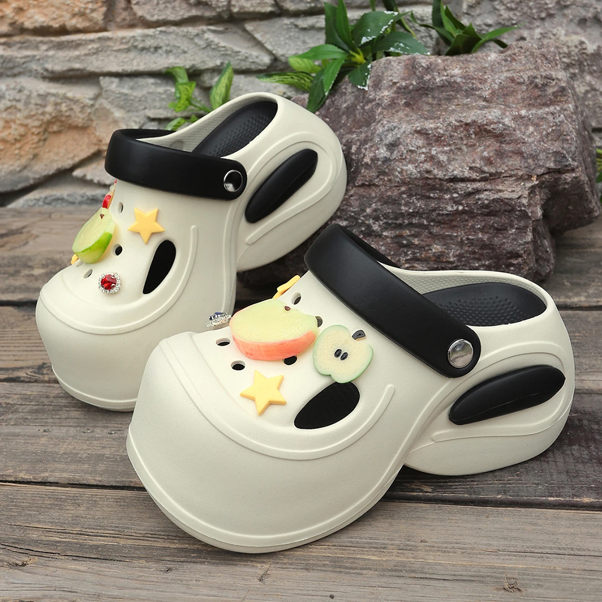 Hot Summer Women height increase hole shoes Platform DIY Indoor Street Slippers Thick Sole Soft EVA Female Fashion beach Sandals