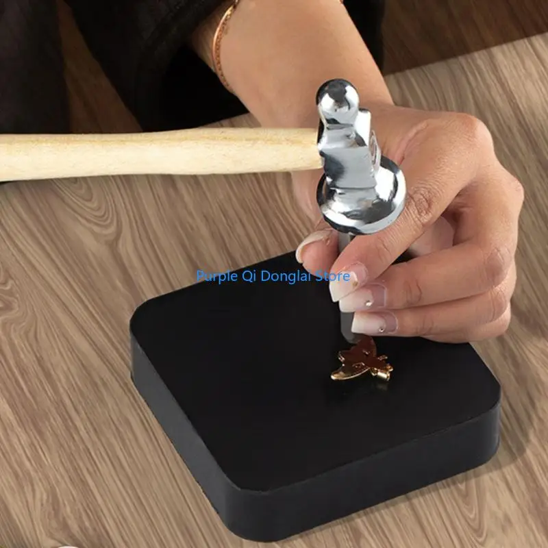 L21E Set of 3 User Friendly Jewelry Crafting Set Silicone Pad Base Iron Hammer Safe Materials Crafting Accessories