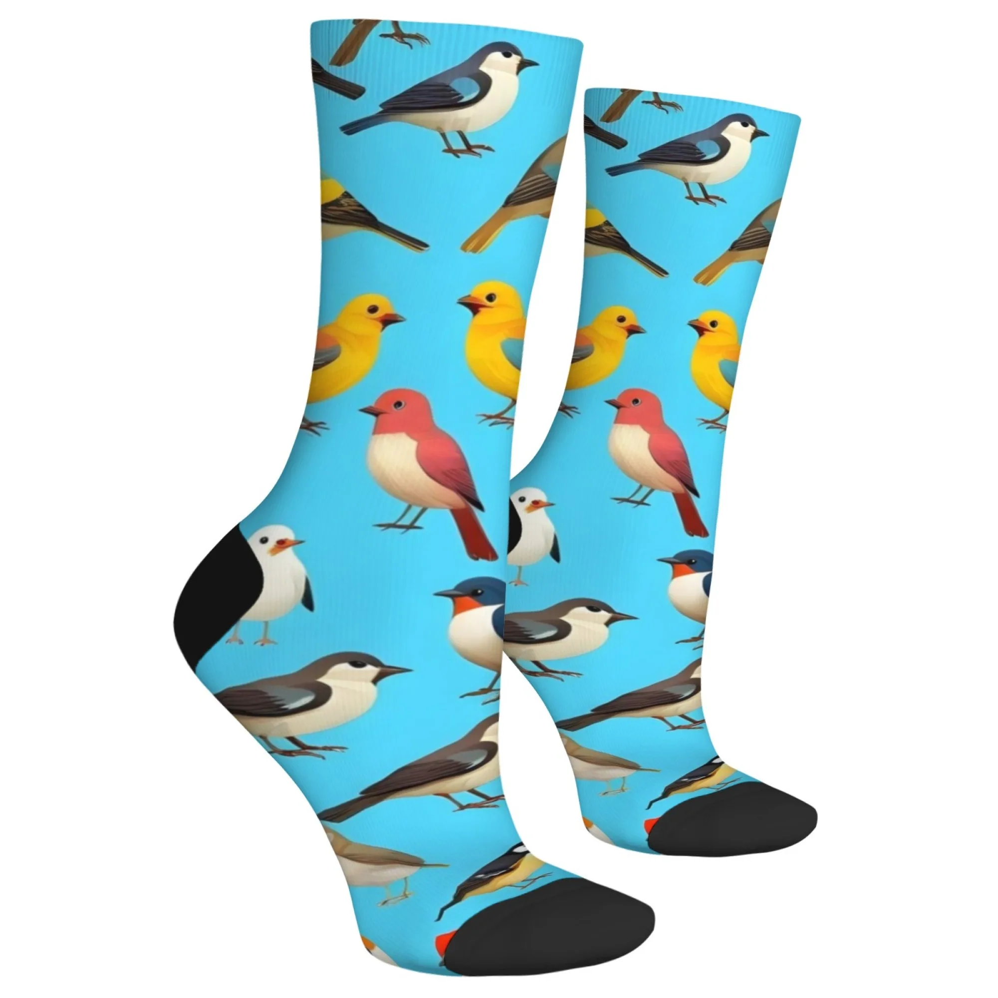 جوارب ذات موضوع توضيحي للطيور مريحة تسمح بمرور الهواء وغير قابلة للانزلاق جوارب غير رسمية جديدة جوارب هاراجوكو للشارع الهيب هوب للرجال هدية ممتعة