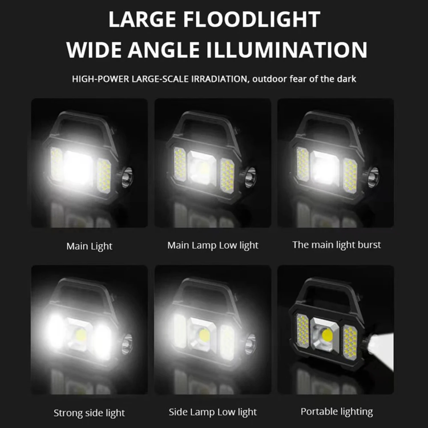 500lm Flashlight Rechargeable Waterproof 6 Gears Torch Light Portable Powerful Lantern Solar USB Charging  Camping Hiking