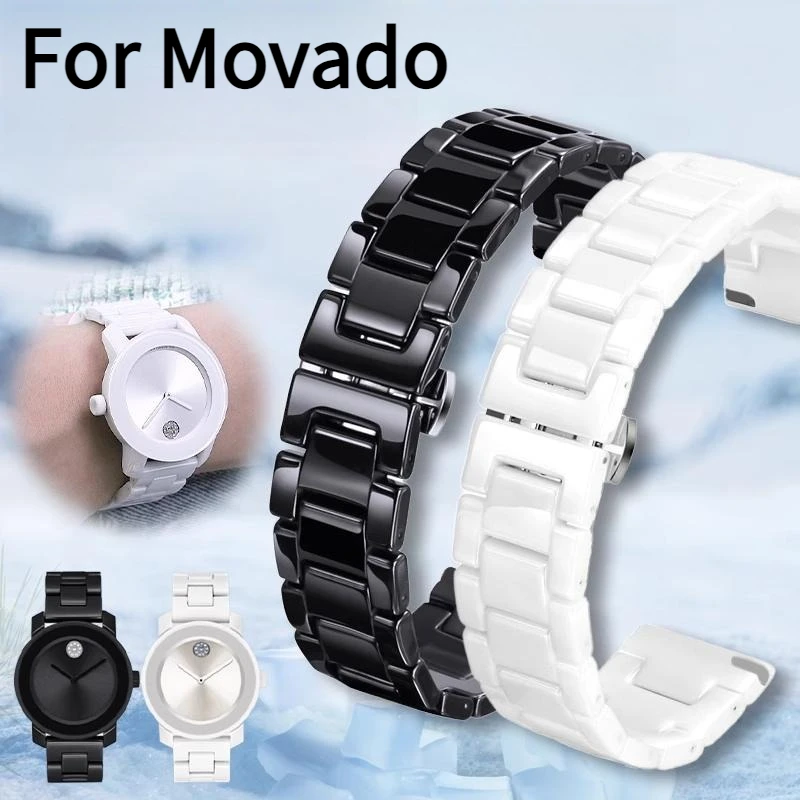 Correa de reloj de cerámica blanca y negra para cadena de reloj original MOVADO Museum Classic BOLD 3601233 3600536/710 3600803 3600802/535