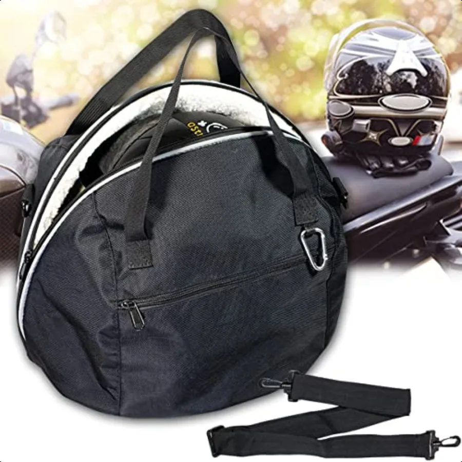 

Helmet BagMotorcycle Helmet Storage Bag Lightweight MX Helmet Bag Waterresistant 1680D Oxford with Strap Reflective Strip Black