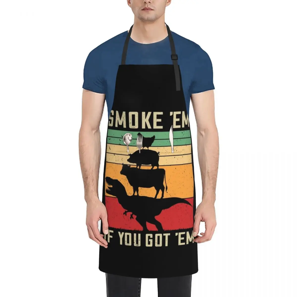 

Smoke 'Em If You Got 'Em Funny BBQ Gift Vintage Meat Pitmaster Retro Grilling Barbecue Gifts Apron Kitchenware Apron