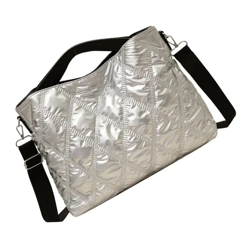 

D46D Wear Resistant Shoulder Bag Quilted Pattern Roomy Storage Compartments Comfortable Carry Handle
