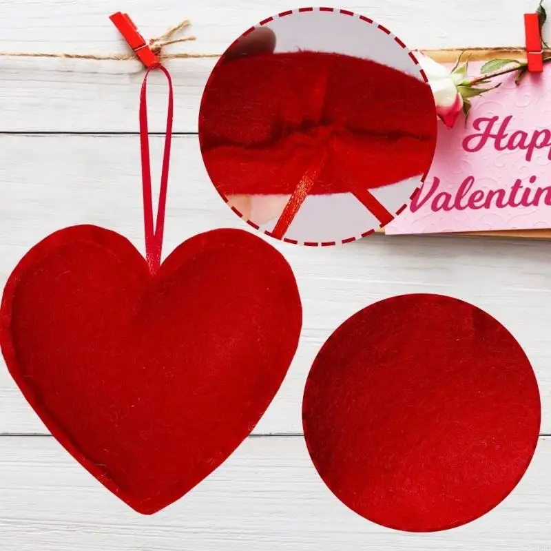 G92C Set of 12 Plaids Check Heart Pendant Charm for Valentines Party and Home Decors