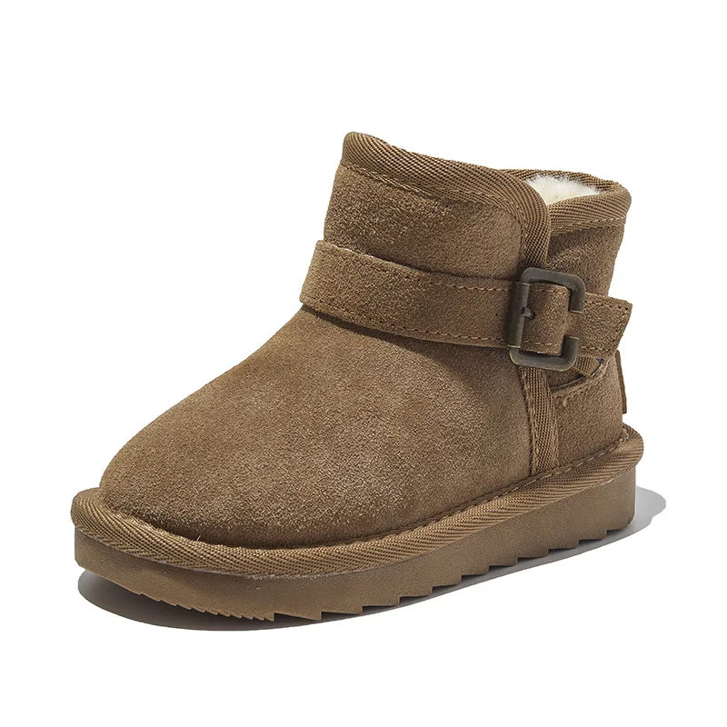 Botas de nieve cálidas para niños y niñas, zapatos de algodón, botines de fondo suave, Invierno