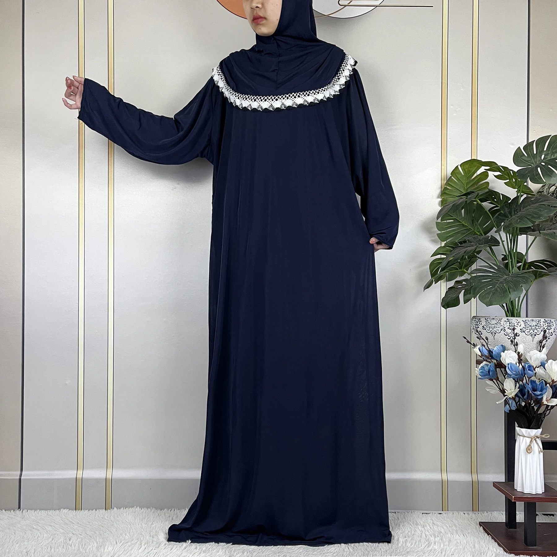 Latest Muslim For Women Ramadan Prayer Garment 2024 Dubai Maxi Turkey Middle East African Abaya Femme Long Sleeved Loose Robe