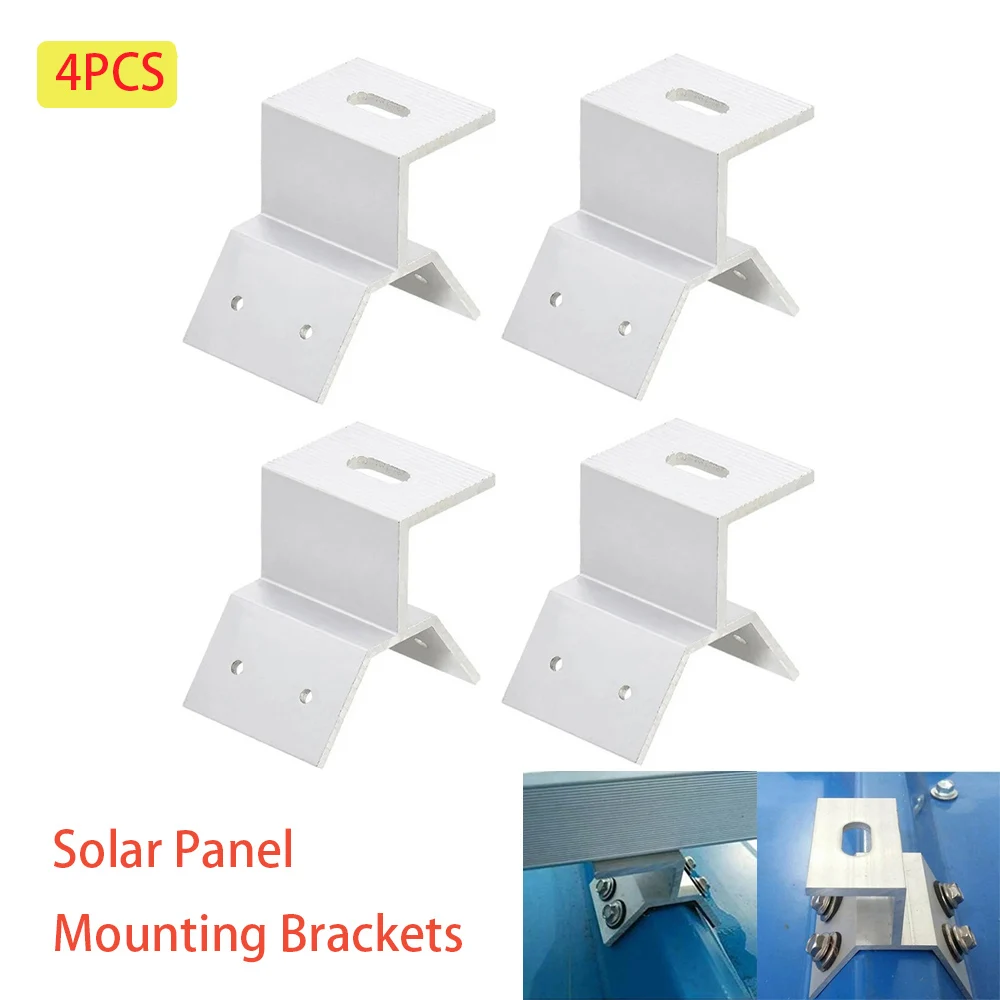 4pcs Solar Panel Mounting Brackets Trapezoidal Fixture Bracket Solar Panel Aluminum Rail Clamps Support Mount for RV Boat Roof