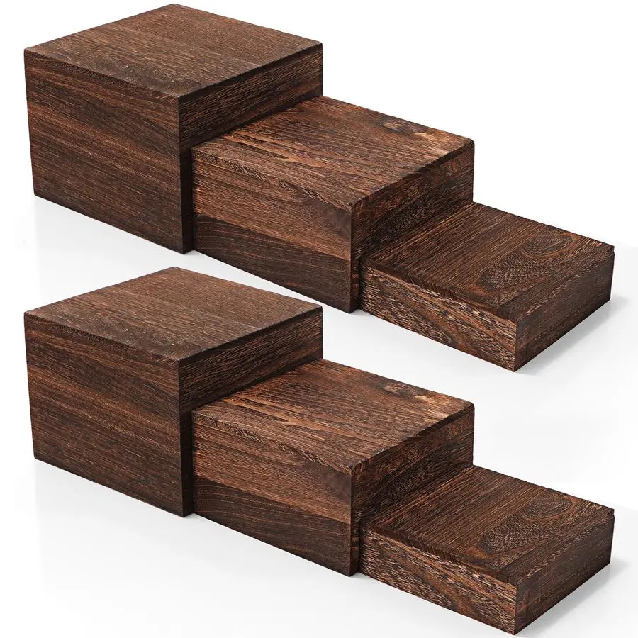 

Набор из 6 деревянных подставок для десертов в деревенском стиле, подставки для кексов, подставки для еды для фуршетного стола, деревянные штабелируемые подставки-коробки для кейтеринга