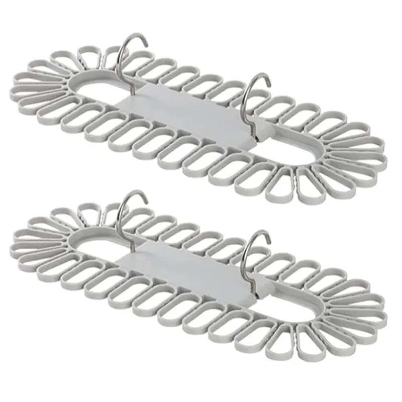 2pcs Socks Drying Rack Space Saving Multifunctional Clothes Hanger with 32 Clips Stable Underwear Hanging Clip