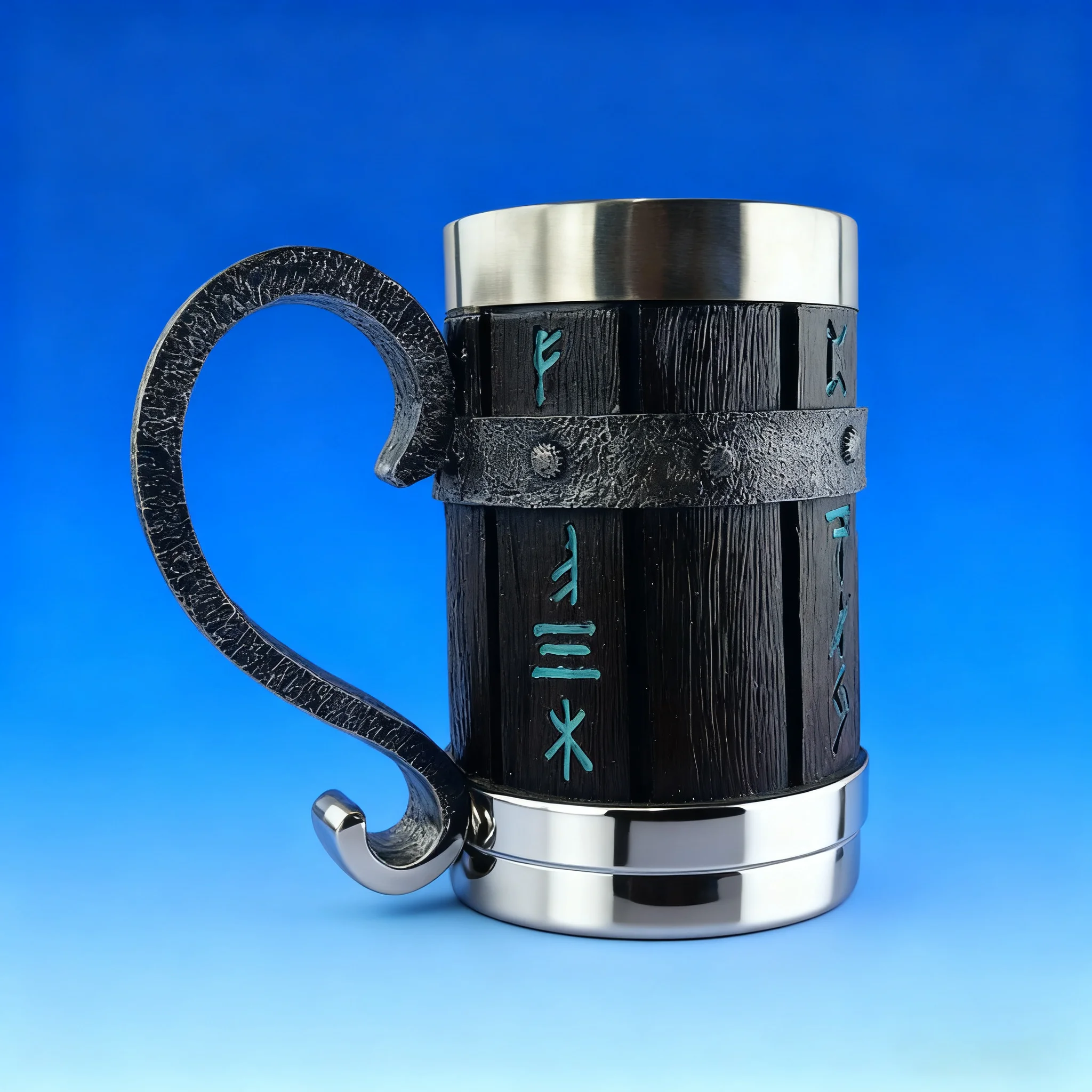 

Кружка с рунами викингов в скандинавском стиле, танкер из нержавеющей стали, деревянная смола, 3D норвежский декор, кофейный крутой готический пивной танкер, кружки для чашки Stein