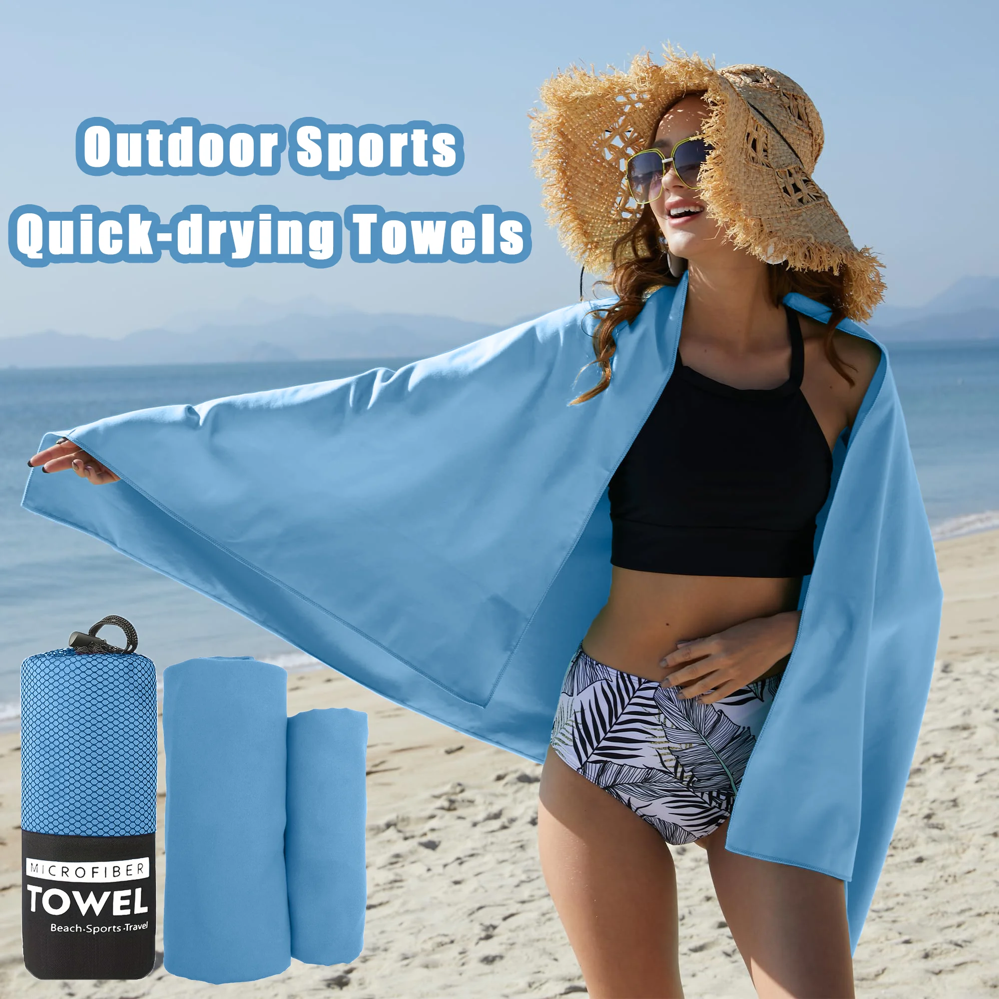 Toalla de Playa Grande, Suave y Cómoda, de Microfibra de Secado Rápido, Ideal para Camping, Vacaciones, Senderismo y Natación