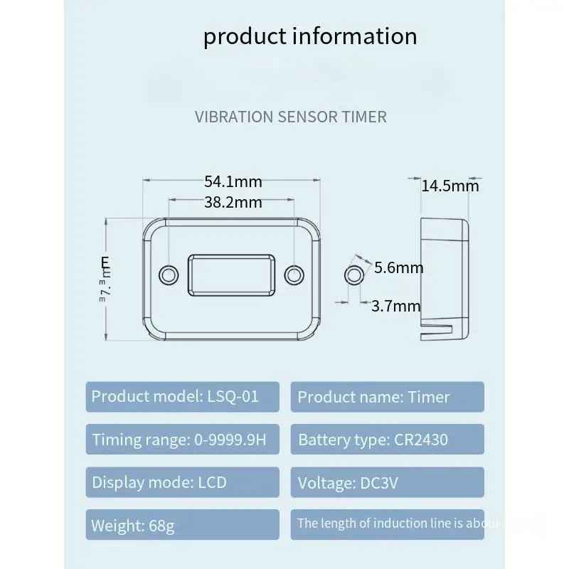 Waterproof LCD Display Digital Hour Meter Inductive timer for Bike Motorcycle ATV Snowmobile Marine Engine Gasoline Engine