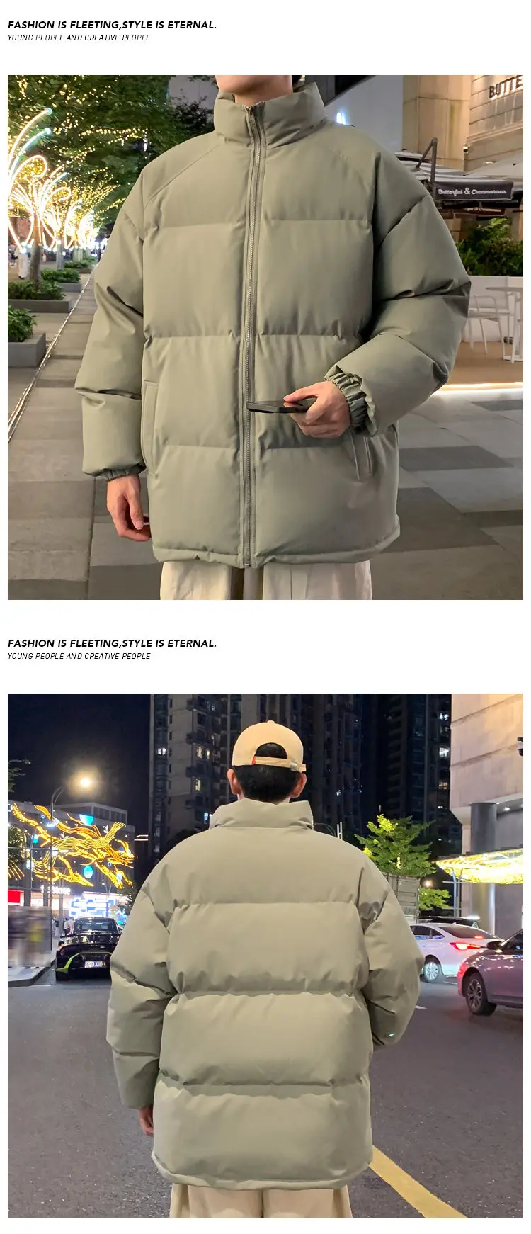 Men's Parkas Warm Basic Style Casual Jackets Thicken Winter Coat Puffer Jacket Solid Color Outwear Men's Clothing