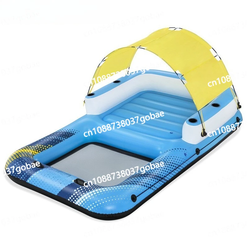 

Надувной плавучий шезлонг-кровать для нескольких человек с навесом от солнца, увеличенный размер, для отдыха на пляже