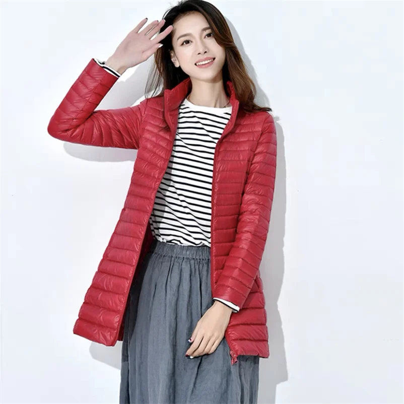 2024 Autumn and Winter New Women's Classic Down Coats Fashion Pure Color Long Jacket Women Leisure Slim High Quality Jacket