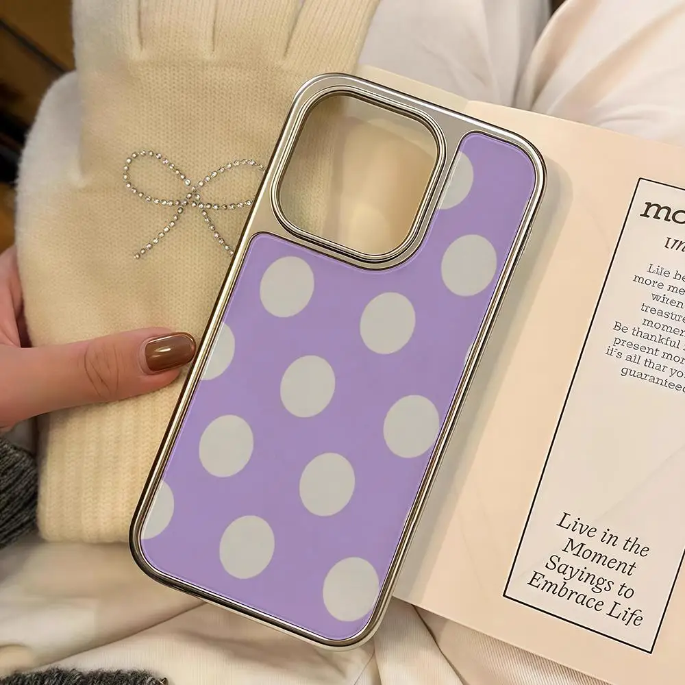 

Full Screen Polka Dots Ins Korean Sweet Phone Case For IPhone 17 16 15 14 13 12 11 Pro Max Plus HD Magsafe Metal Frame Carbon Fi