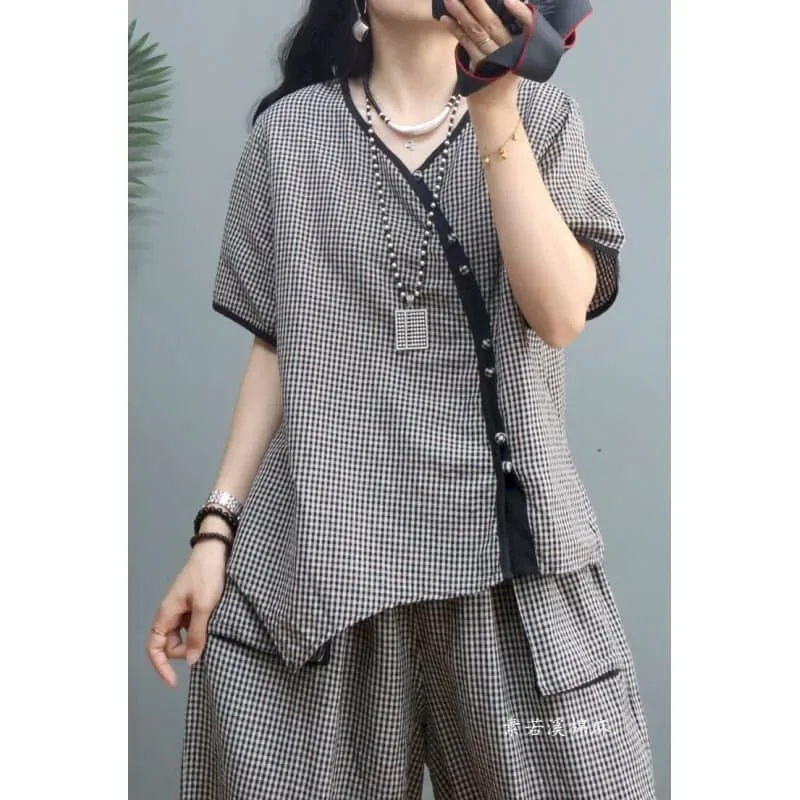 2024 Summer Women\'s T-shirt sets Cotton Short Sleeve Loose Tshirt Korean Version New Lazy Style Female Mid-length Upper Clothes