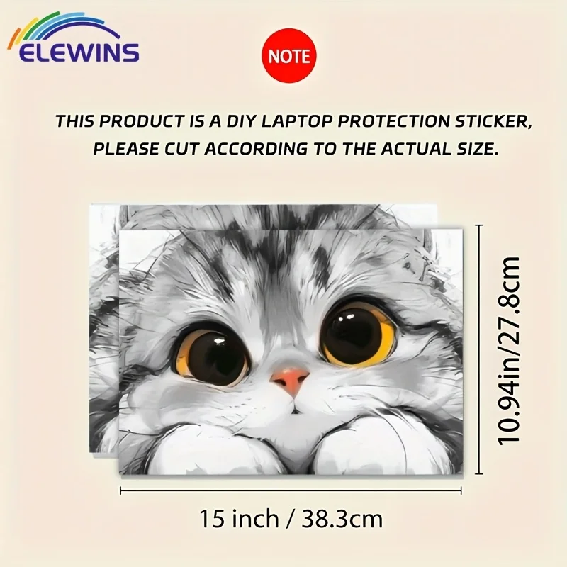 2-Pack Cute Cat Pattern Laptop Art Decal Case, Universal Laptop Skin Sticker for Laptop Refrigerator Decor