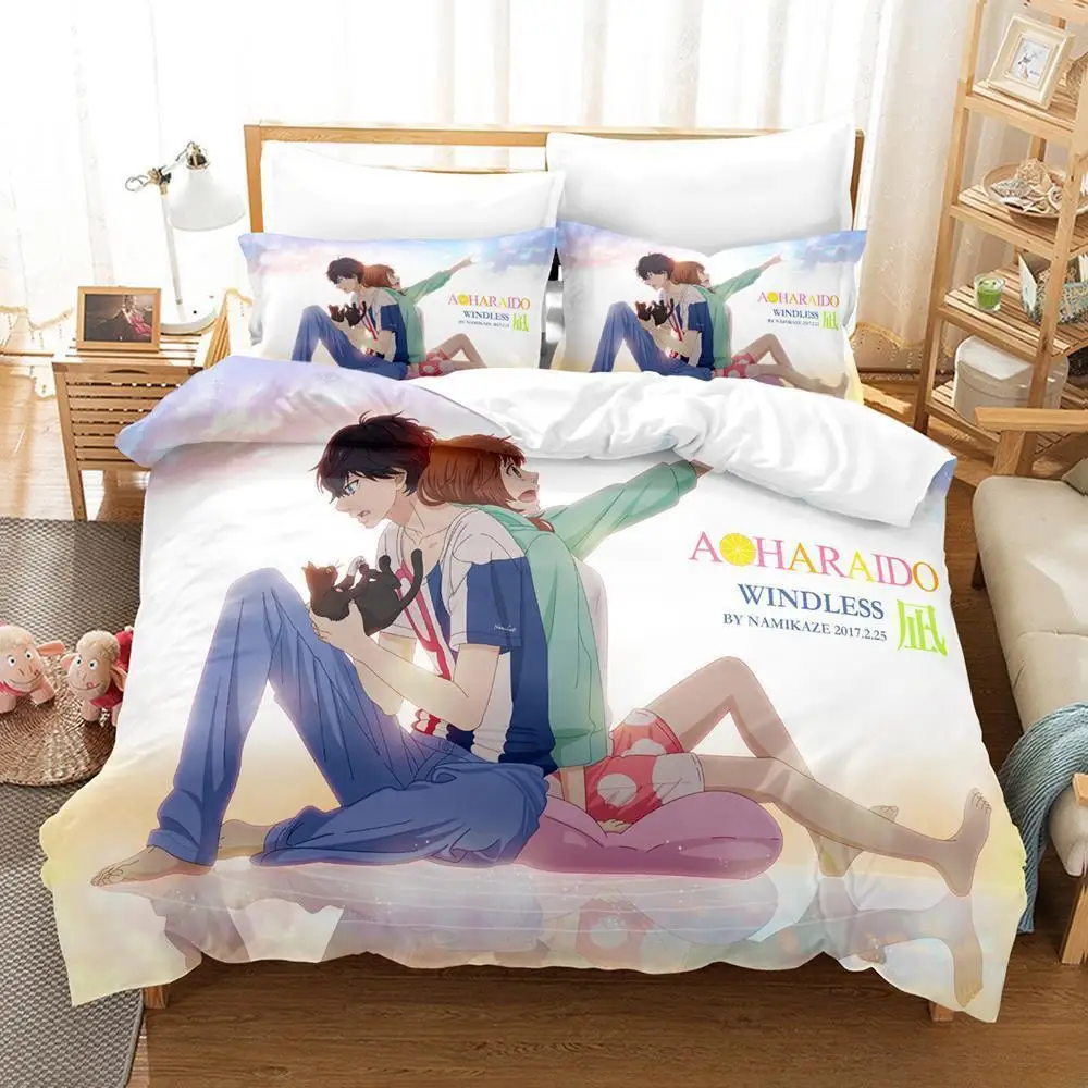 

AO HARU RIDE Bedding Set Single Twin Full Queen King Size Bed Set Adult Kid Bedroom Duvetcover Sets 3D Print Anime Bed Sheet Set