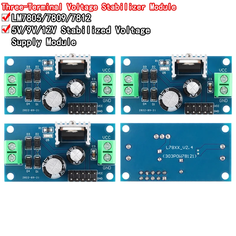 LM7805 LM7809 LM7812 DC/AC Three Terminal Voltage Regulator Power Supply Module 5V 9V 12V Output Max 1.2A