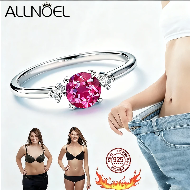 

ALLNOEL Natural Alexandrite 925 Silver Ring Health rings for Women Weight Loss Fatigue Pressure Fatigue Relief Yoga Jewelry Gift