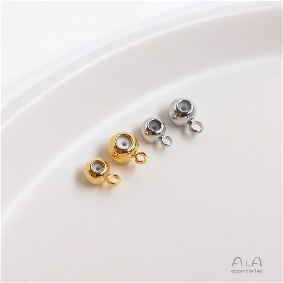 Silicone Positioning Beads Adjustable Beads 18K Gold & 14K Light Gold Plated With Lifting Rings DIY Jewelry Accessories