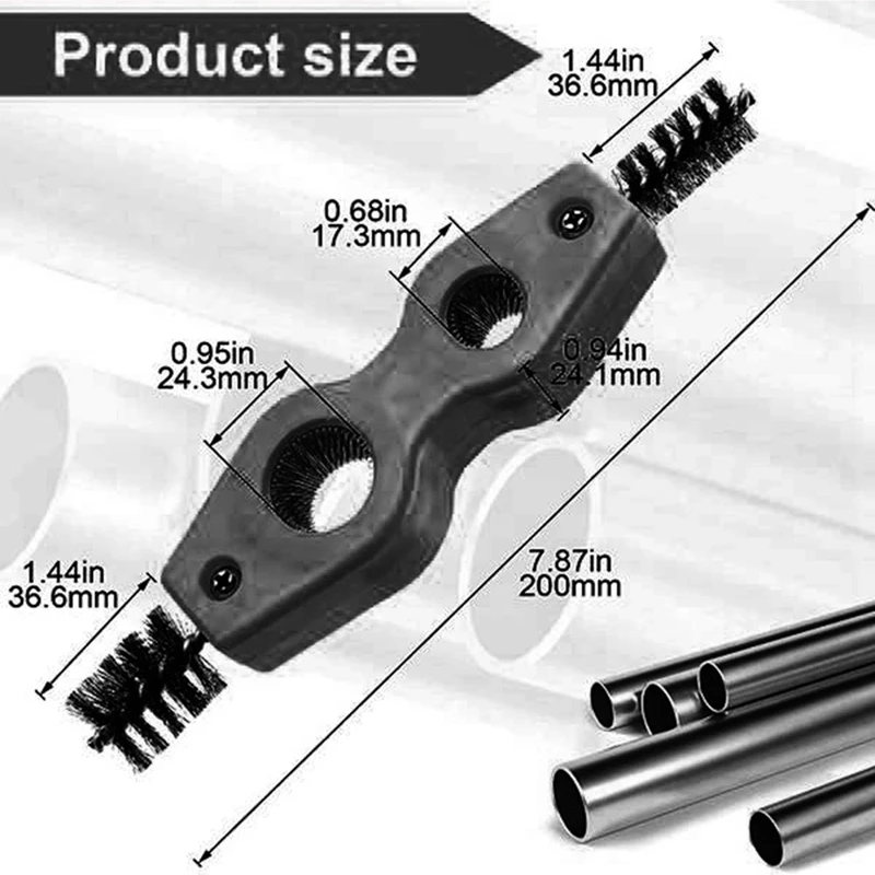 Detergente per tubi in rame metallico da 15Mm con spazzole per tubi in rame a doppia testa spazzola per la pulizia per trapano elettrico per