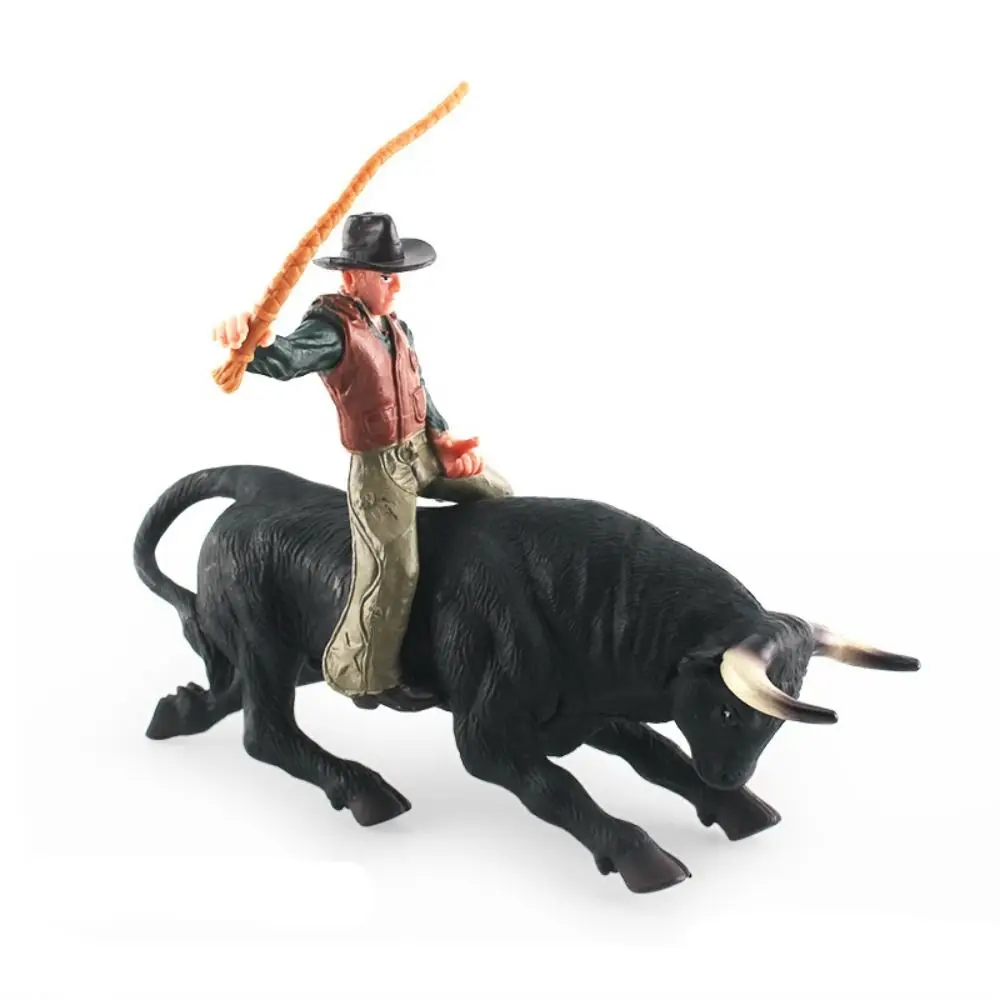 Figuras de acción de toreo de simulación con jinete, animales de granja, aves de corral, ganado, modelo de vaquero, figuras estáticas de buey y buey