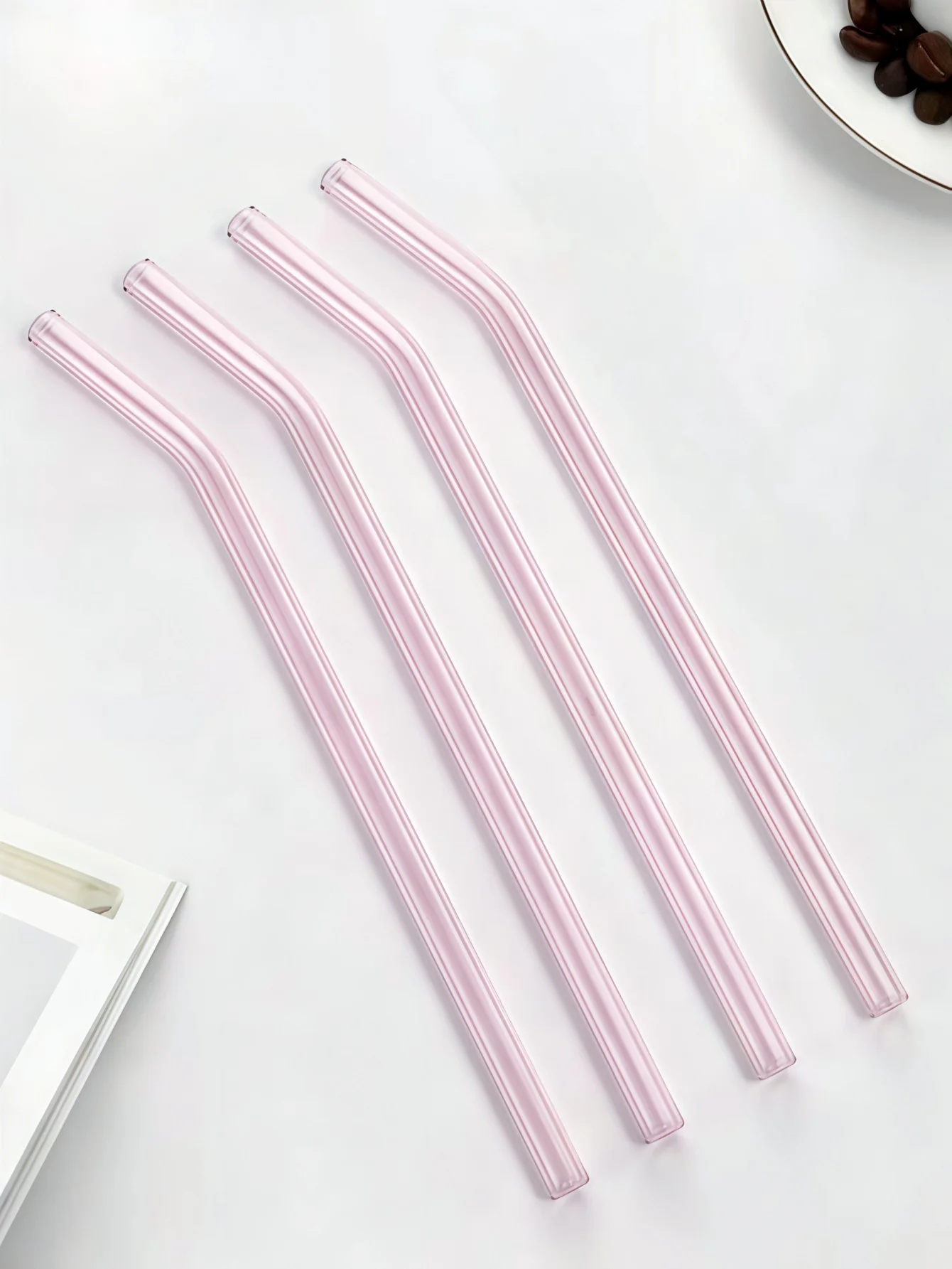 1/6PCS Neon Curved Glass Straw Set, Reusable Straws for Beer, Milk Tea, Cocktails, Party Decorations, Birthday Gifts