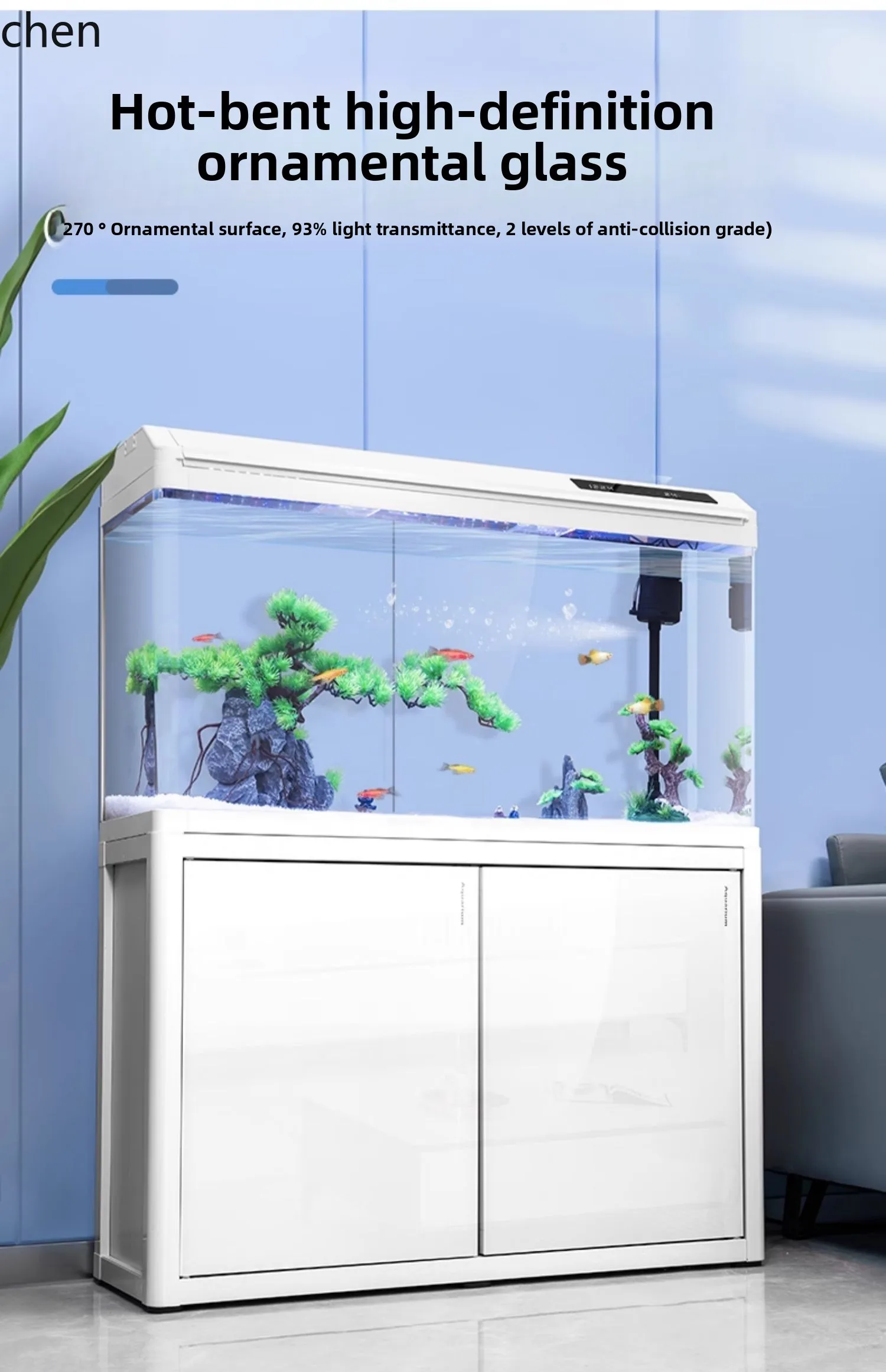 

QZT No Water Change Needed Fish Tank Aquarium Large Medium Small Living Room Home Glass Ecological