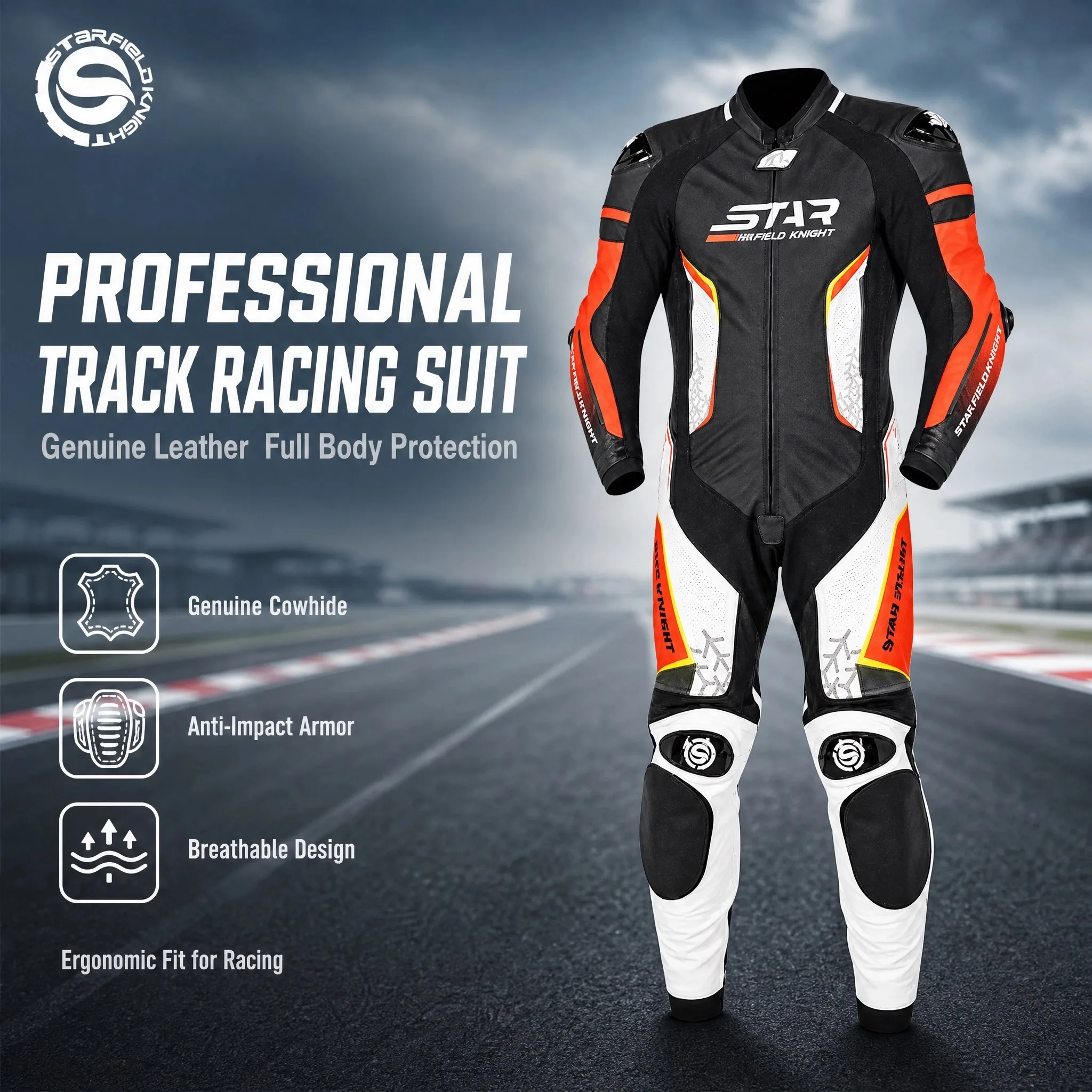 SKLT-003 One Piece Motorcycle Leather Racing Suit Men Professional Track Anti-fall Motorbike Protective Riding Suit