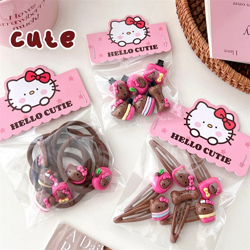 กิ๊บติดผม Hello Kitty 2/6ชิ้น Y2K กิ๊บติดผมติดผมกิ๊บ Santio ครบรอบปี Hello Kitty 50สำหรับเด็กผู้หญิงอุปกรณ์เสริมเกี่ยวกับ Hello Kitty