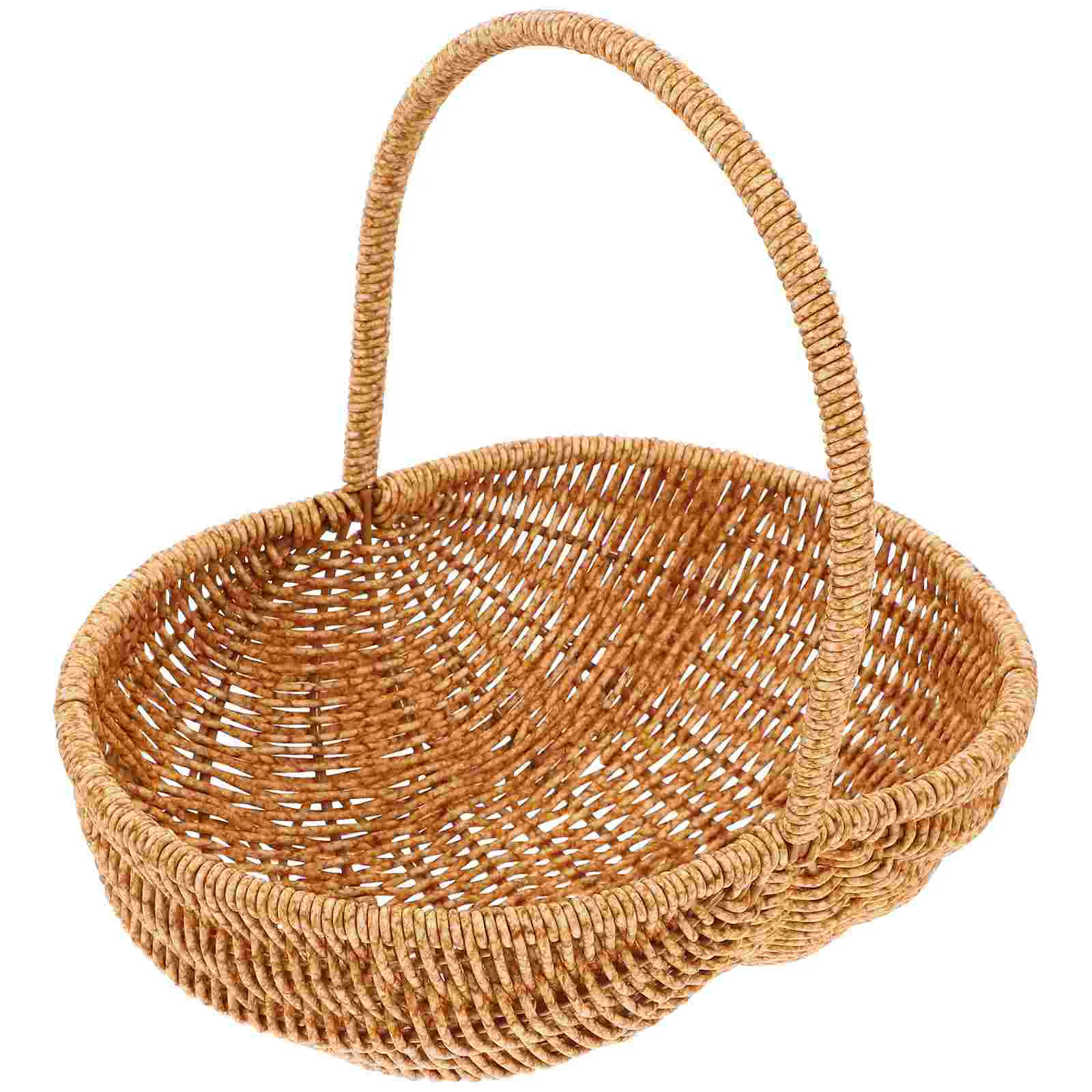 

Creative Woven Picnic Basket Sturdy Handle Fruit Harvesting Snacks Serving Vegetable Shopping Basket Premium Materials