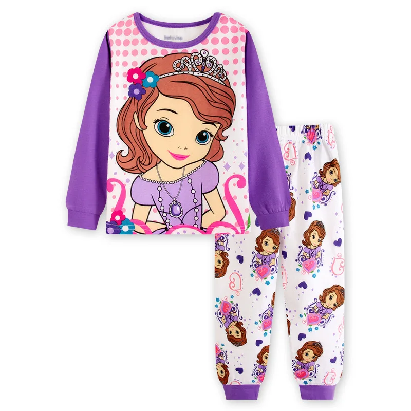 Conjuntos de ropa de dormir para niños, pijamas de algodón para niñas pequeñas, ropa de dormir de dibujos animados Sophia, Rapunzel, primavera y