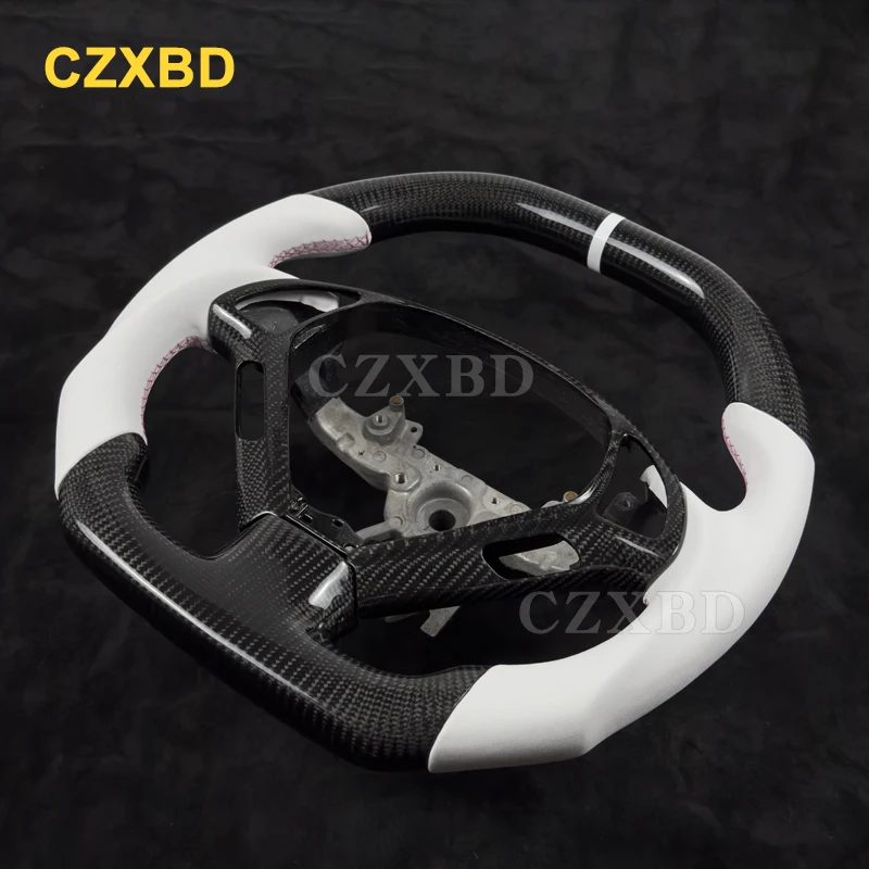For Infiniti G25 G35 G37 G37S EX35 EX37 2007-2014 Coupe Real Carbon Fiber Steering Wheel White Leather High Quality Customized - Image 4