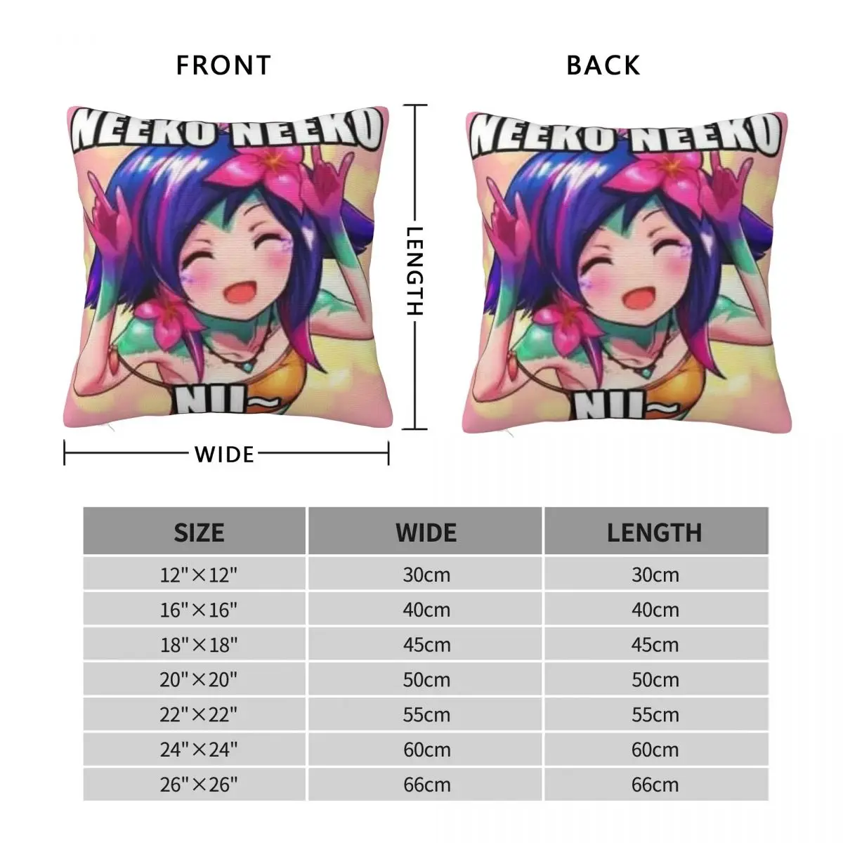 League Of Legends Neeko NII Square Pillowcase Polyester Linen Velvet Creative Zip Decorative Pillow Case Sofa Cushion Cover