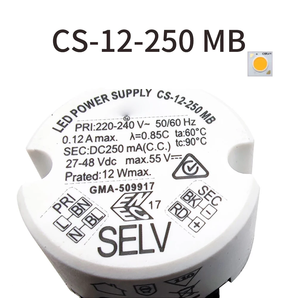 

LED POWER SUPPLY CS-12-250MB DC250mA CS-12-300MB DC300mA CS-15-350MB DC350mA 220-240Vac GMA-509917 CS-12-250 CS-12-300 CS-15-350