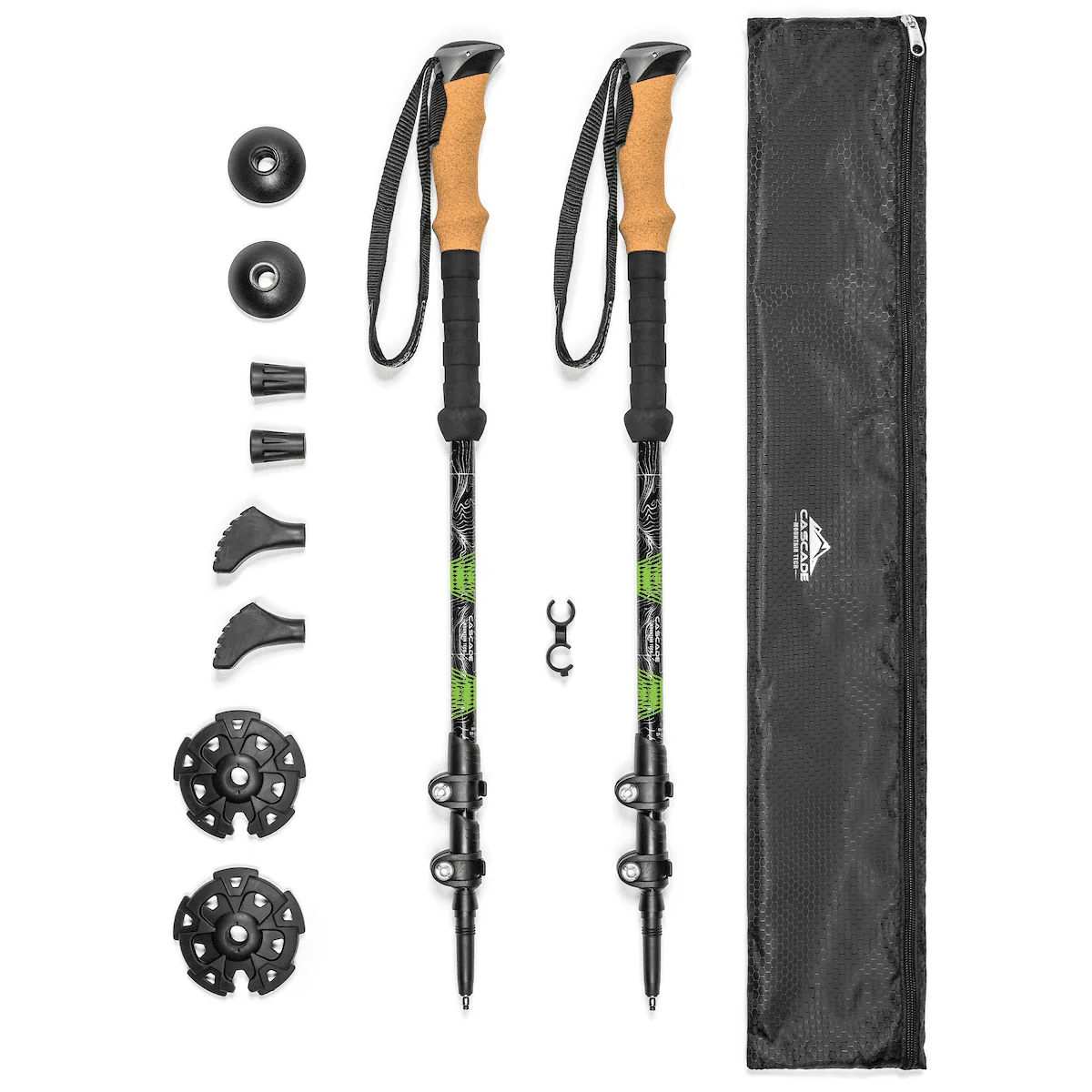 

Cascade Mountain Tech Aircraft-Grade Aluminum Quick Lock Trekking Poles with Cork Grip - Green