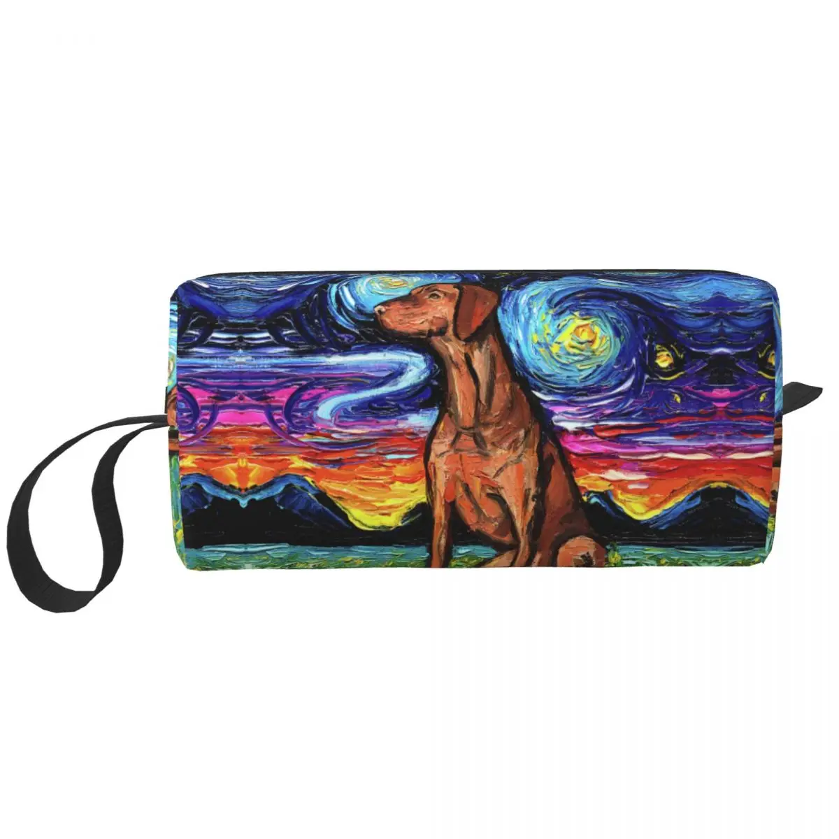 Custom Vizsla Starry Night Toiletry Bag Women Pet Dog Lover Cosmetic Makeup Organizer Lady Beauty Storage Dopp Kit Case