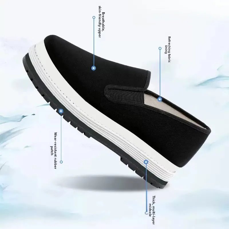 Comfortable Men's Slip-On Cloth Shoes with Thick Rubber Soles And Artemisia Grass Cow Tendon Bottoms for Spring And Autumn
